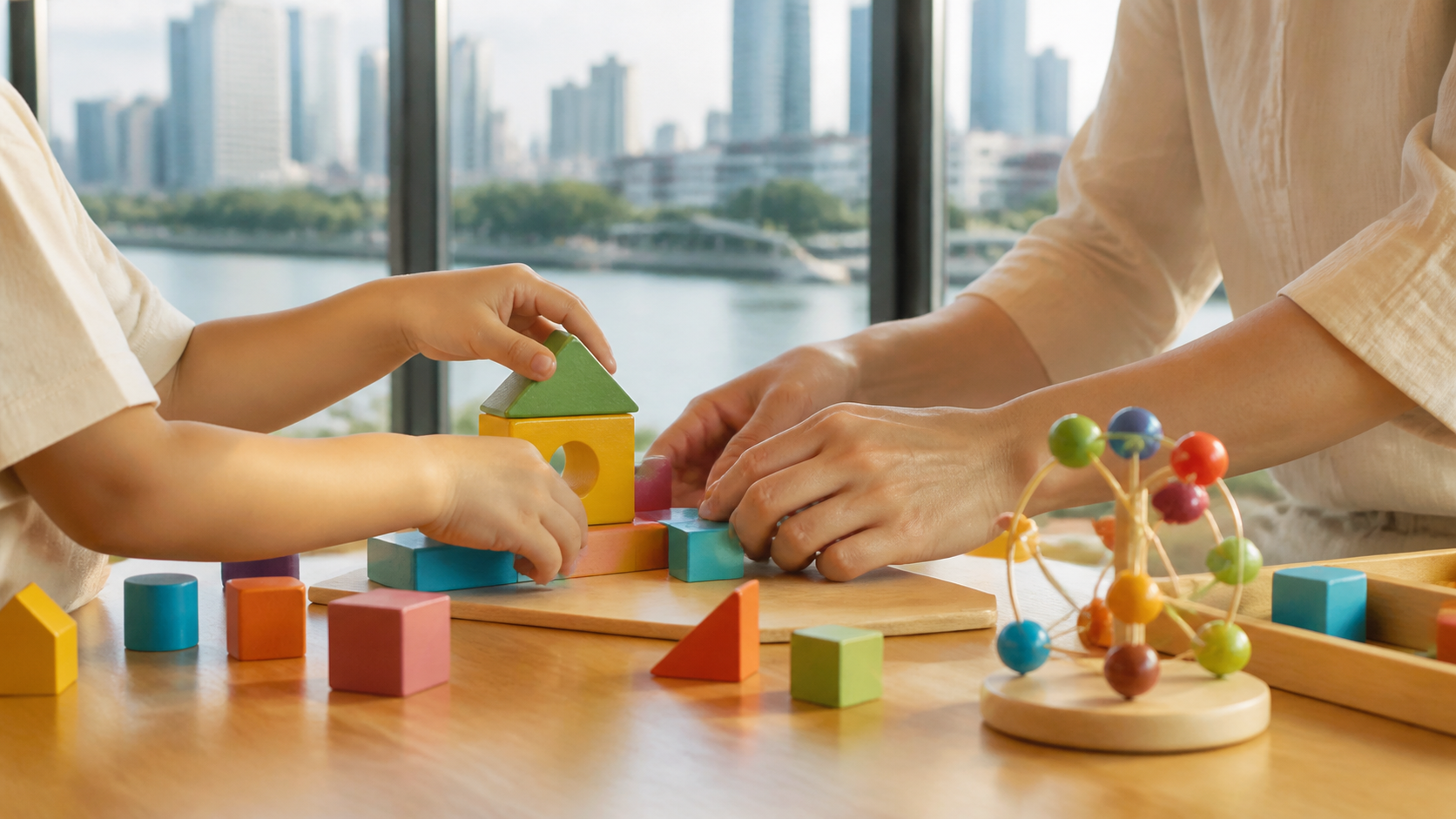 大阪市の5歳児向け週末ワークショップで子どもと保護者が科学実験に取り組むイメージ
