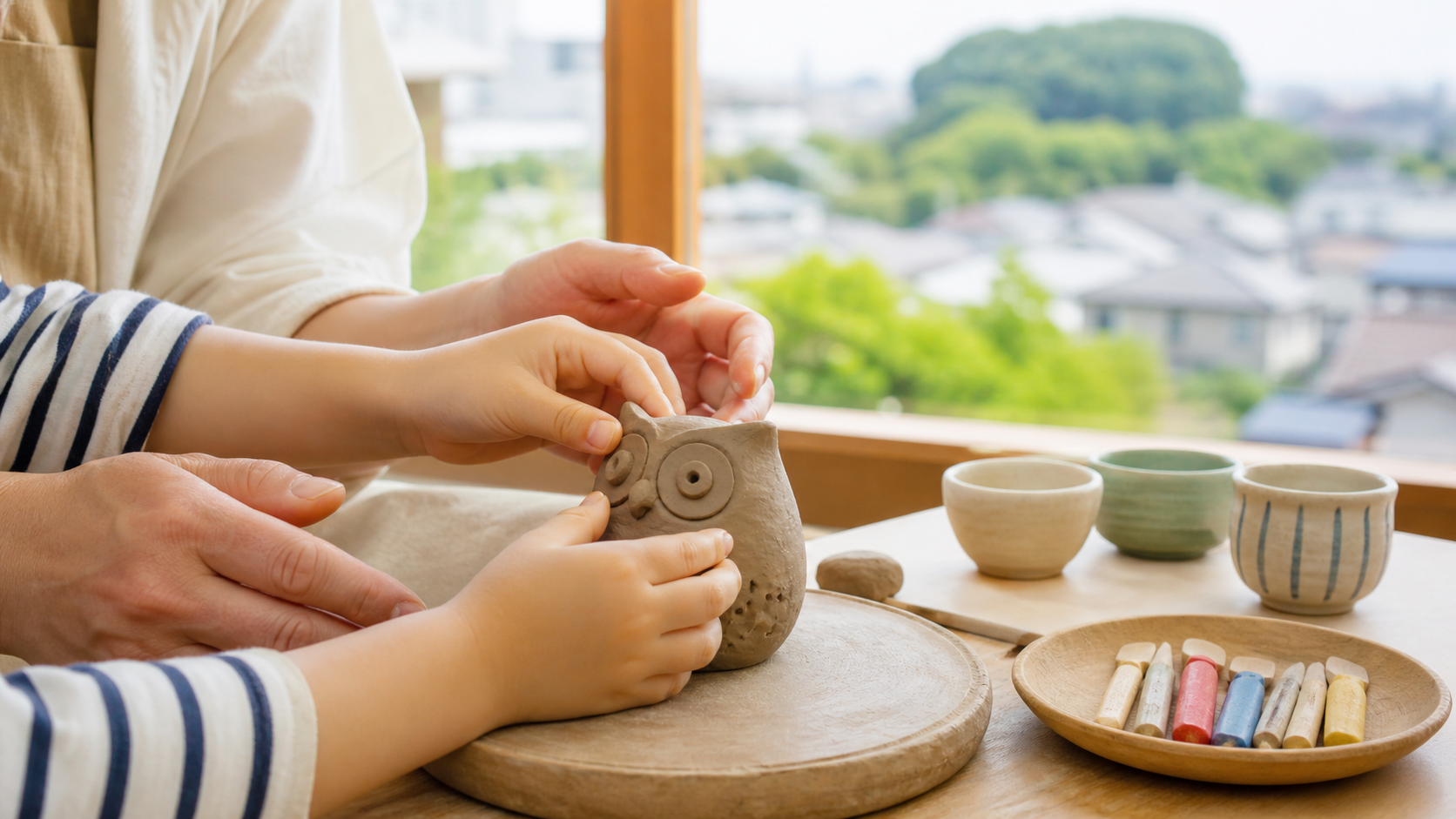 堺市の5歳児が保護者と土を使った工作を楽しむ週末ワークショップのイメージ